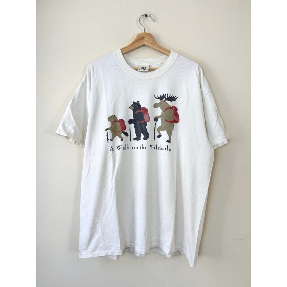 Vintage 90's Hatley Hiking Animal Nature White Tee Shirt